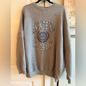 Reebok x Anine Bing Oversized Crew Medium Grey Heather Sweatshirt